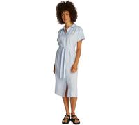 Tommy Hilfiger Damen Hemdkleid Linen Belted Kurzarm, Blau (Breezy Blue), 42