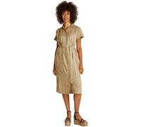 Tommy Hilfiger Damen Hemdkleid Linen Belted Kurzarm, Braun (Camel), 44