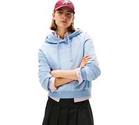 Tommy Hilfiger Damen Hoodie Classic Script Fleece mit Kapuze, Blau (Brisk Blue Heather), XS