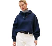 Kapuzensweatshirt TOMMY HILFIGER "CLASSIC SCRIPT FLEECE HOODIE", Damen, Gr. XL (42), blau (schwarz night navy), Sweatware, Obermaterial: 77% Baumwolle, 23% Polyester, unifarben, casual, Langarm, Sweat