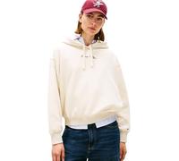 Kapuzensweatshirt TOMMY HILFIGER "CLASSIC SCRIPT FLEECE HOODIE", Damen, Gr. XS (34), heather oatmilk, Sweatware, Obermaterial: 77% Baumwolle, 23% Polyester, meliert, normal, Rundhals, Sweatshirts (159