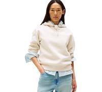 Tommy Hilfiger Damen Hoodie mit Logo, Elfenbein (Heather Oatmilk), L