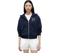 Kapuzensweatjacke TOMMY HILFIGER "TH ROUNDAL ZIP-UP HOODIE", Damen, Gr. XL (46), schwarz night navy, Sweatware, Obermaterial: 100% Baumwolle, unifarben, regular fit normal, Rundhals, eingesetzt Rippbü