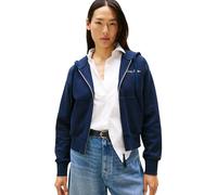 Sweatjacke TOMMY HILFIGER "SCRIPT REG PIQUE ZIP-UP HOODIE", Damen, Gr. S (36), blau (schwarz night navy), Sweatware, Obermaterial: 85% Baumwolle, 15% Polyamid, unifarben, casual, regular fit, Langarm,