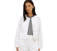 Tommy Hilfiger Damen Jeansjacke Lady Jacket Kragenlos, Weiß (Th Optic White), 40