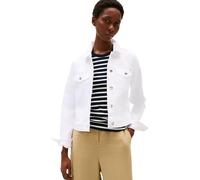 Jeansjacke TOMMY HILFIGER "DNM SLIM JACKET WHITE", Damen, Gr. 40, weiß (optic weiß), Denim/Jeans, Obermaterial: 99% Baumwolle, 1% Elasthan, unifarben, casual, slim fit kurz, Langarm 1-Knopf-Manschette