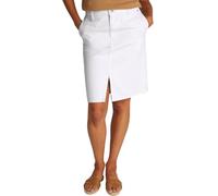 Jeansrock TOMMY HILFIGER "DNM KNEE STRAIGHT SKIRT RW WHITE", Damen, Gr. 38, weiß (optic weiß), Denim/Jeans, Obermaterial: 100% Baumwolle, unifarben, casual, straight fit knielang, Röcke, mit Schlitz (