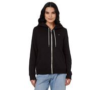 Tommy Hilfiger Damen Kapuzenjacke aus French Terry mit Reißverschluss, einfarbig Kapuzenpullover, schwarz, S