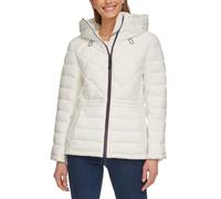 Tommy Hilfiger Damen Kapuzenjacke Stretch Shell Steppjacke Wintermantel für Frauen Outwear mit Taschen, Weiss/opulenter Garten, X-Large