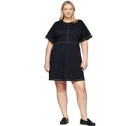 Tommy Hilfiger Damen Kleid Curve Global Stitch Rundhalsausschnitt, Blau (Desert Sky), 48