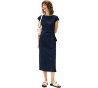 Midikleid TOMMY HILFIGER "KNOT BOAT-NK MIDI DRESS SS", Damen, Gr. XS (34), N-Gr, blau (schwarz night navy), Jersey, Obermaterial: 100% Baumwolle, unifarben, casual, figurbetont wadenlang, U-Boot-Aussc
