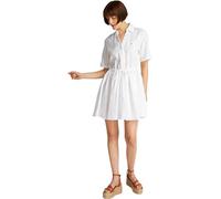 Tommy Hilfiger Damen Kleid Linen Short mit Taillengürtel, Weiß (Th Optic White), 44