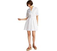 Tommy Hilfiger Damen Kleid Linen Short mit Taillengürtel, Weiß (Th Optic White), 46