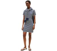 Shirtkleid TOMMY HILFIGER "NEW CODY STR SLIM SHORT DRS SS", Damen, Gr. XL (42), N-Gr, breton, schwarz night navy, ecru, Jersey, Obermaterial: 100% Baumwolle, casual, slim fit, Rundhals, Kurzarm, Kleid