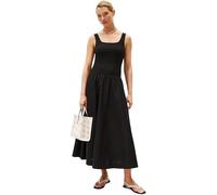 A-Linien-Kleid TOMMY HILFIGER "5X2 RIB MIDI MIX F&F DRS", Damen, Gr. XXL (44), N-Gr, schwarz, Web, Obermaterial: 97% Baumwolle, 3% Elasthan, unifarben, casual, regular fit, eckiger Ausschnitt, ohne Är