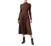 Tommy Hilfiger Damen Kleid Rib Mix Pleated Dress mit Faltenrock, Braun (Legacy Brown), XL