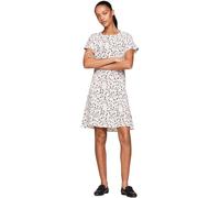 Tommy Hilfiger Damen Kleid Small Ribbon Mini Dress Kurzarm, Mehrfarbig (Small Ribbon Print/ Ecru), 36