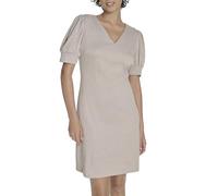 Tommy Hilfiger Damen Kurzes Puffärmel, klassisches Fischgrätenmuster, Strickkleid, Hellbeige/Elfenbein, 46