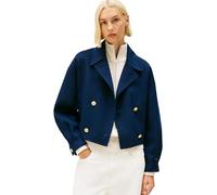 Tommy Hilfiger Damen Kurzmantel Wool Peacoat mit goldfarbenen Knöpfen, Blau (Dark Night Navy), 42