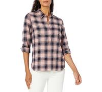 Tommy Hilfiger Damen Langarm Half Zip Roll Tab Popover Shirt, Braut Rose Multi, Klein