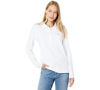 Tommy Hilfiger Damen Langarm Poloshirt, Helles Weiß, Klein