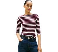 Tommy Hilfiger Damen Langarmshirt New Cody Slim U-Boot-Ausschnitt, Mehrfarbig (Deep Burgundy/Ecru STP), L
