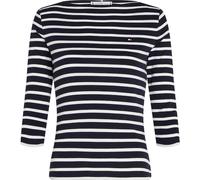 Tommy Hilfiger Damen Langarmshirt New Cody Slim U-Boot-Ausschnitt, Mehrfarbig (Nos Breton Desert Sky/Ecru), XS