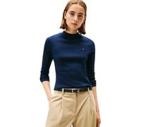 Tommy Hilfiger Damen Langarmshirt Slim Cody Mock-Neck, Blau (Dark Night Navy), XXS