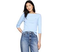 Tommy Hilfiger Damen Langarmshirt Slim U-Boot-Ausschnitt, Blau (Vessel Blue), XXS