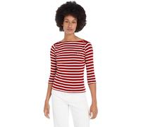 Tommy Hilfiger Damen Langarmshirt Slim U-Boot-Ausschnitt, Mehrfarbig (Breton STP/Dark Magma/Ecru), XS