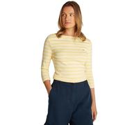 Tommy Hilfiger Damen Langarmshirt Slim U-Boot-Ausschnitt, Mehrfarbig (Citronella/Ecru STP), S