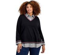 Tommy Hilfiger Damen Layered Look Soft Polished Sweater Pullover, Schwarz Multi, 3X