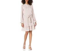 Tommy Hilfiger Damen Long Sleeve Button Front Dress with Flounce Skirt Passendes und ausgestelltes Kleid, Rosa (Bermuda Pink), 44