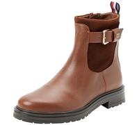 Stiefelette TOMMY HILFIGER "BELT BOOTIE MATERIAL MIX" Gr. 36, braun (cognac) Damen Schuhe Chelseaboots Reißverschlussstiefeletten mit Schnallenverschluss (47960858-36)