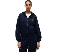 Kapuzensweatjacke TOMMY HILFIGER "MDRN SCRIPT ZIP TERRY HOODIE", Damen, Gr. L (42/44), schwarz night navy, Sweatware, Obermaterial: 100% Baumwolle, unifarben, relaxed fit normal, ohne Ausschnitt, Ripp
