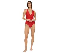 Tommy Hilfiger Damen Micro Ruffle Over The Shoulder Everyday Basic One Piece Badeanzug, Scharlachrot, 36
