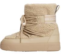 Tommy Hilfiger Damen Mid Boot Stiefel Faux Shearling mit Schnürung, Beige (Sandalwood), 41