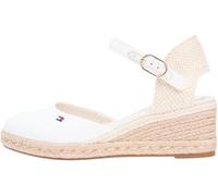 Tommy Hilfiger Damen Wedge Sandalen Closed Toe aus Canvas, Weiß (Ecru), 39