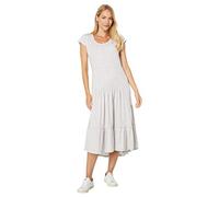 Tommy Hilfiger Damen Midikleid mit gestuften Streifen, Khaki/Bright White, X-Klein