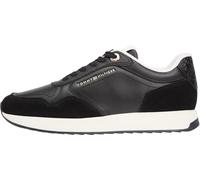 Plateausneaker TOMMY HILFIGER "MONOGRAM MIX MATERIAL RUNNER", Damen, Gr. 38, schwarz, Leder, Schuhe Plateausneaker (24225469-38) schwarz