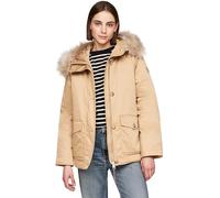 Tommy Hilfiger Damen Parka Padded Parka With Fur mit Knopfleiste, Grün (Classic Khaki), S