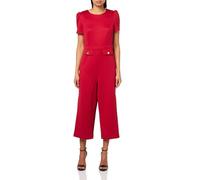 Tommy Hilfiger Damen Pinwheel Textured Knit Puff Short Sleeve Jumpsuit Overall, Deep Scarlet, 16