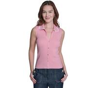 Tommy Hilfiger Damen Polo Sweater Ärmelloses Top Quartz Pink/Bright White Large
