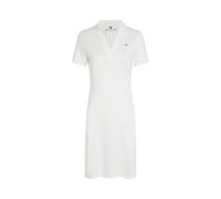 Polokleid TOMMY HILFIGER "SLIM OPEN NK POLO DRESS SS", Damen, Gr. XL (42), N-Gr, beige (ecru), Jersey, Obermaterial: 95% Baumwolle, 5% Elasthan, unifarben, figurbetont, V-Ausschnitt, Kleider, mit gest