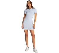 Polokleid TOMMY HILFIGER "SLIM PIQUE POLO DRESS SS", Damen, Gr. L (42/44), N-Gr, breezy blau, Piqué, Obermaterial: 96% Baumwolle, 4% Elasthan, unifarben, slim fit kniefrei, Rundhals, eingesetzt gerade