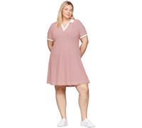 Tommy Hilfiger Damen Polokleid Curve Kurzarm, Mehrfarbig (Breton Fierce Red/Ecru), 54