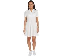 Tommy Hilfiger Damen Polokleid Gestreift, Weiß (Ecru), S