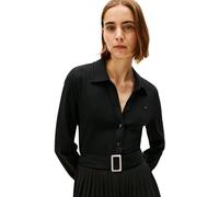 Tommy Hilfiger Damen Polokleid Interlock Mix Media mit Taillengürtel, Schwarz (Black), XXXL