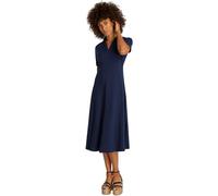 Polokleid TOMMY HILFIGER "LYOCELL OPEN-NK MIDI DRESS", Damen, Gr. S (36), N-Gr, blau (schwarz night navy), Piquu00e9, Obermaterial: 65% Lyocell, 32% Baumwolle, 3% Elasthan, unifarben, casual, normal M