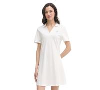 Polokleid TOMMY HILFIGER "TH SCRIPT OPEN-NK POLO DRS", Damen, Gr. L (42/44), N-Gr, ecru, Jersey, Obermaterial: 96% Baumwolle, 4% Elasthan, unifarben, knielang, V-Ausschnitt, Kleider, mit Knopfleiste (